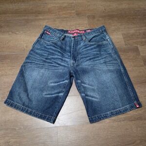 Vintage ECKO UNLTD y2k Mens Denim Shorts Trenton Short Blue Wash Size 34